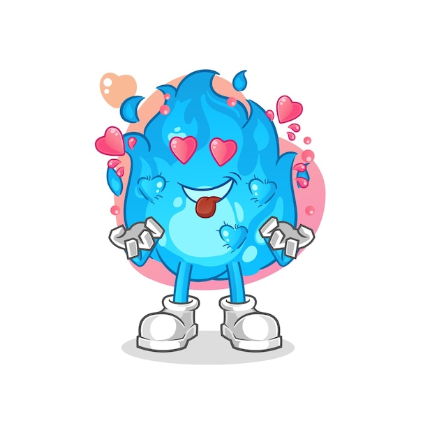 Blue fire fallin love vector cartoon character