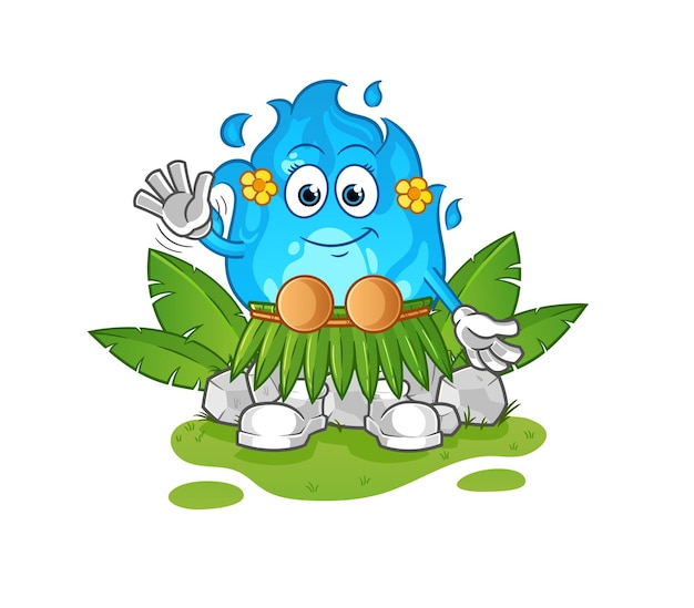 Blue Fire Hawaiiaanse zwaaien karakter cartoon mascotte vector