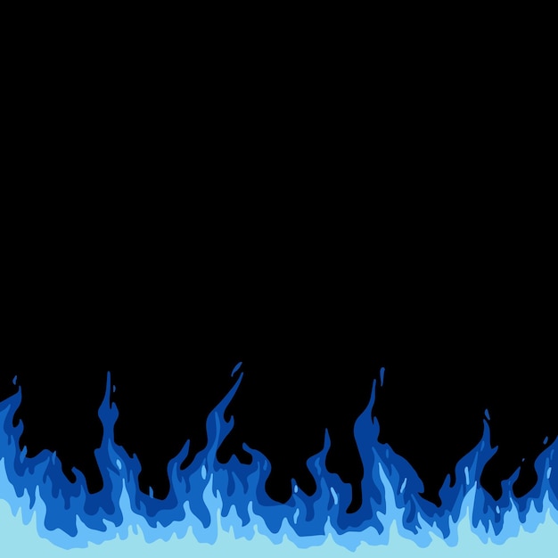 blue fire illustration isolated on black background
