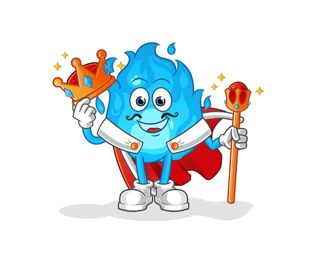 Blue fire king vector cartoon character