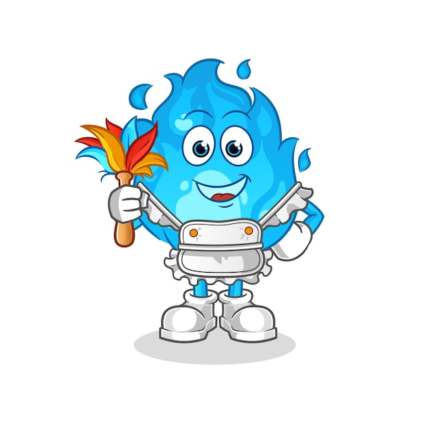 Blue fire maid mascot cartoon vector