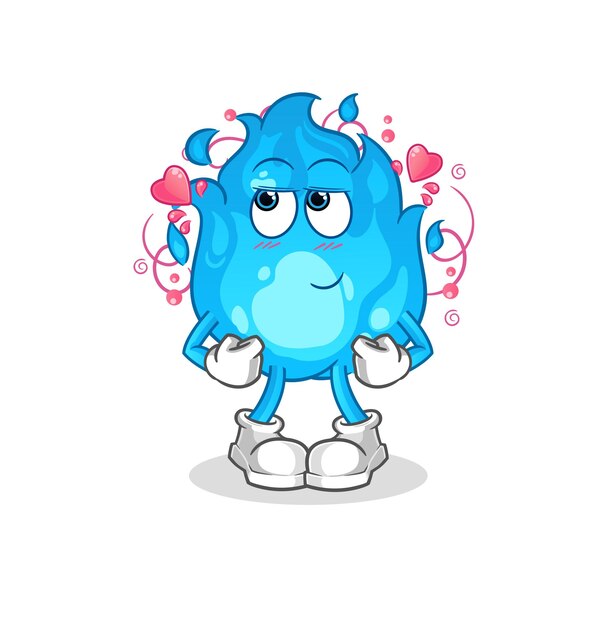 Blue fire shy vector cartoon character