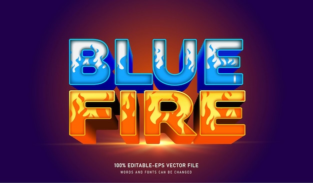 Blue fire text effect and editable font