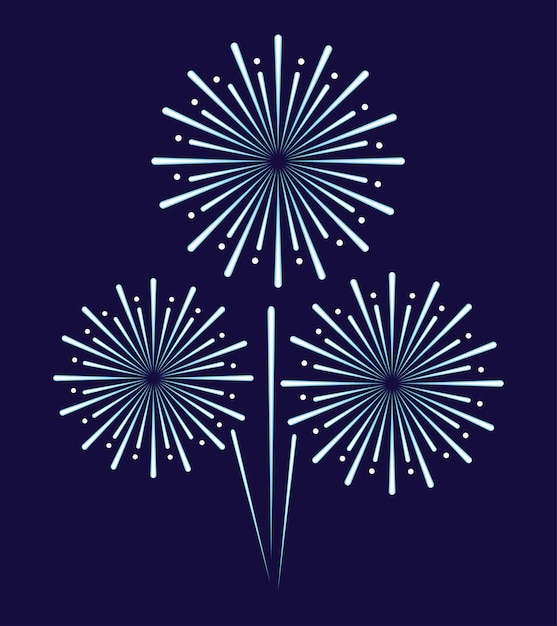 Blue fireworks explosion icons