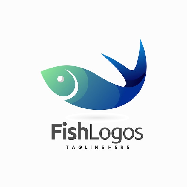 Blue fish logo design template