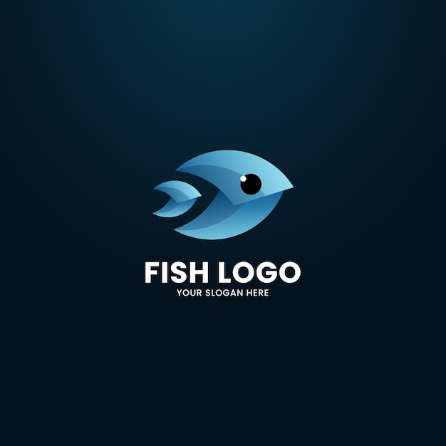 Blue fish logo illustration vector design