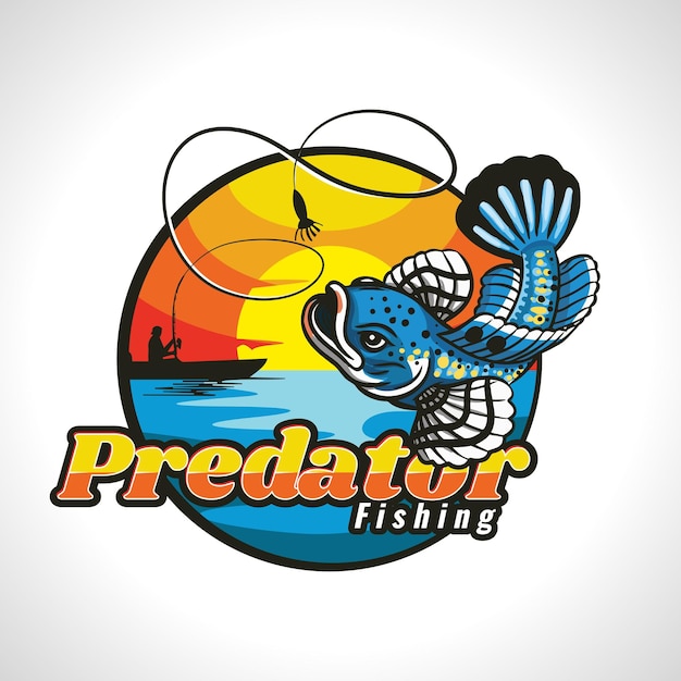 A blue fish predator fishing logo