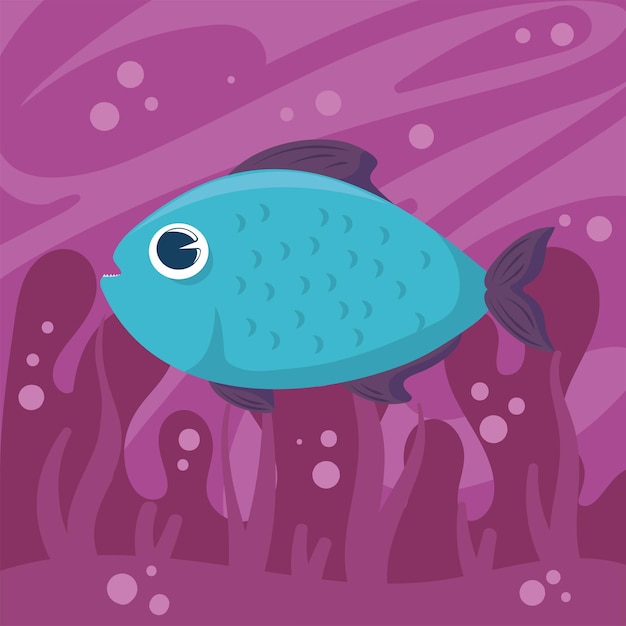 Vector blue fish underwater