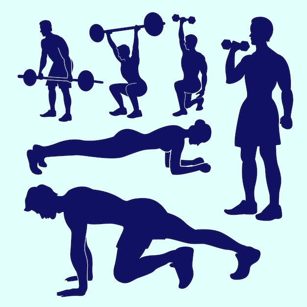 Blue Fitness Girl and Man Silhouette