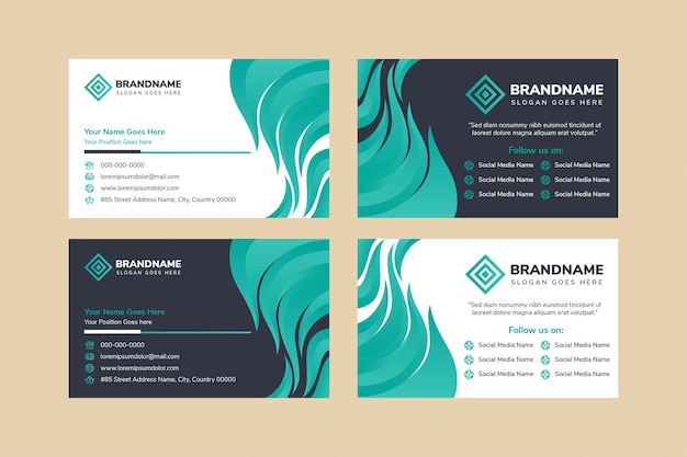 Blue flame fire corporate business card sign template design creativo con sfondo bianco e scuro