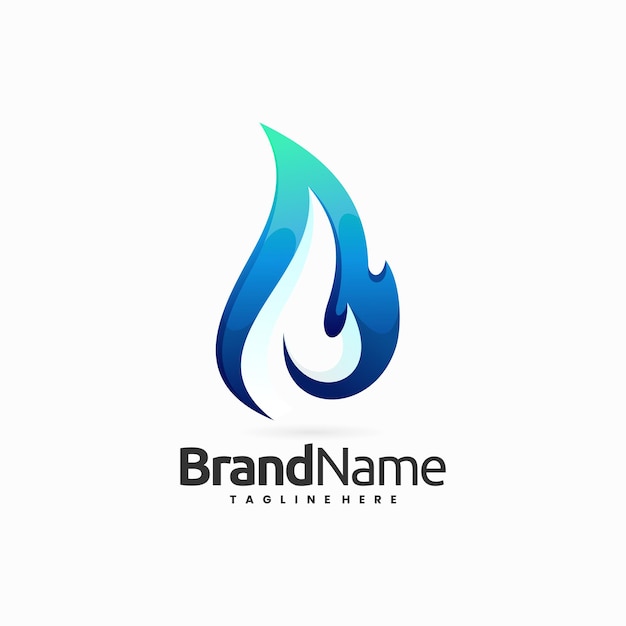 голубое пламя векторный дизайн логотипа иллюстрация