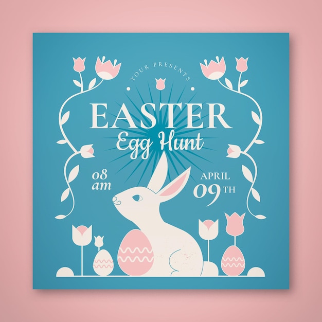 Vector blue flat design easter egg hunt instagram post