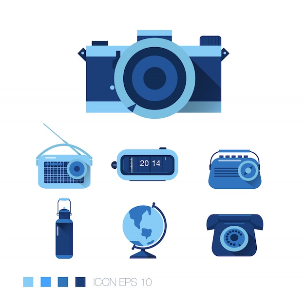 Blue Flat Icons set