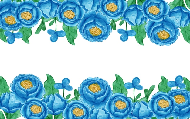 Blue floral background with watercolor