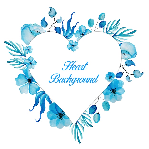 Blue floral heart frame background