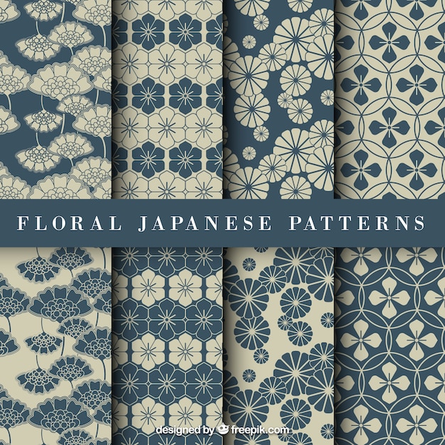 Vector blue floral japanese pattern