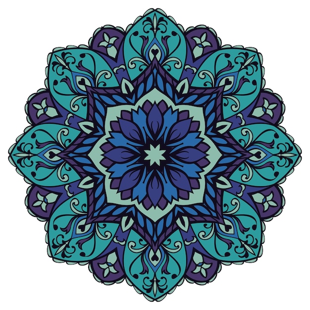 Mandala floreale blu. elemento orientale.