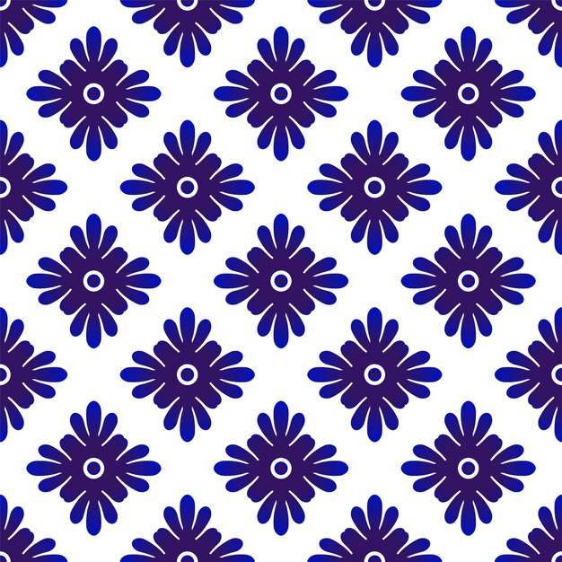 Vector blue floral seamless pattern