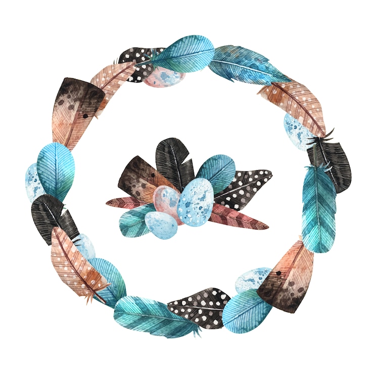 Vector blue floral wreath background