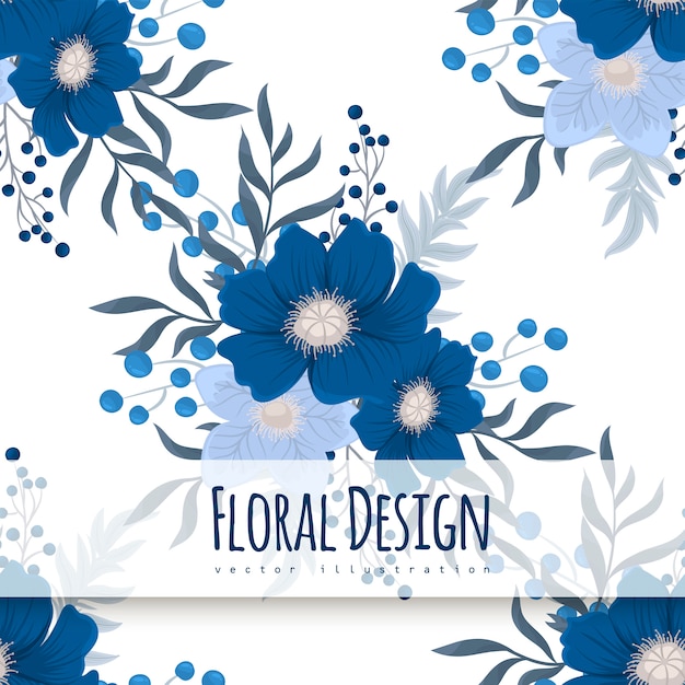 Blue flower background seamless pattern