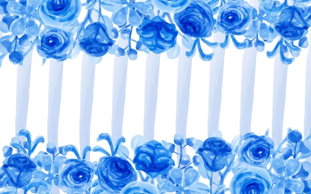 Vector blue flower background with watercolor