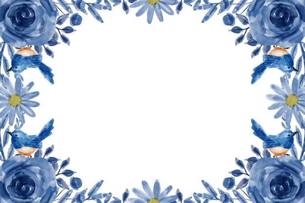 Vector blue flower background with watercolor