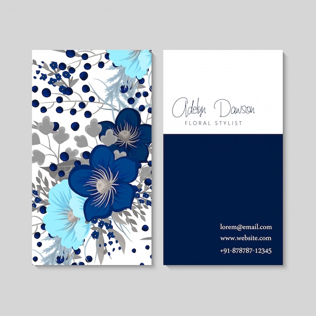 Blue flower business cards