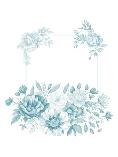 blue flower frame design vector