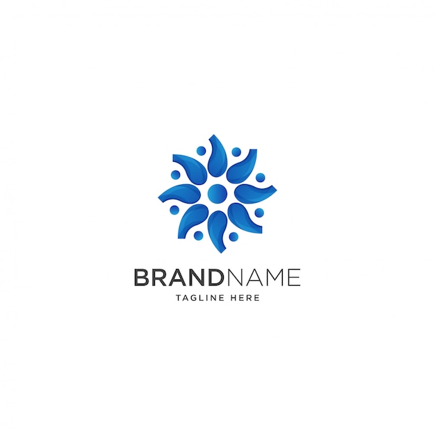 Blue flower logo template