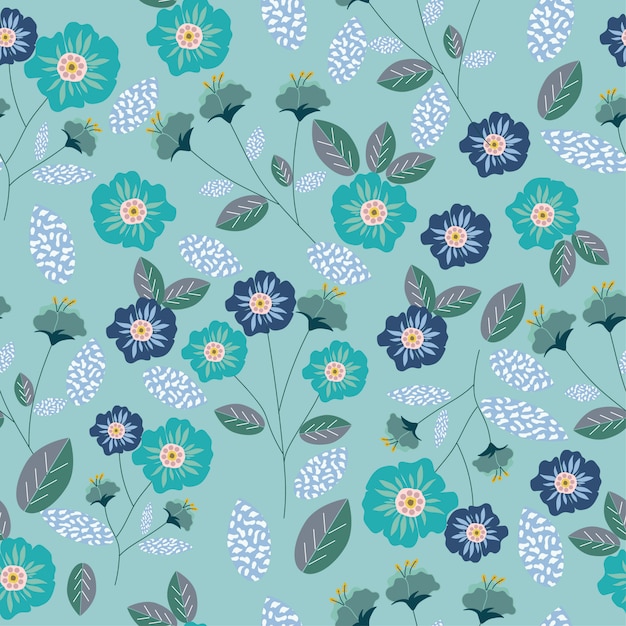 Blue flower seamless pattern