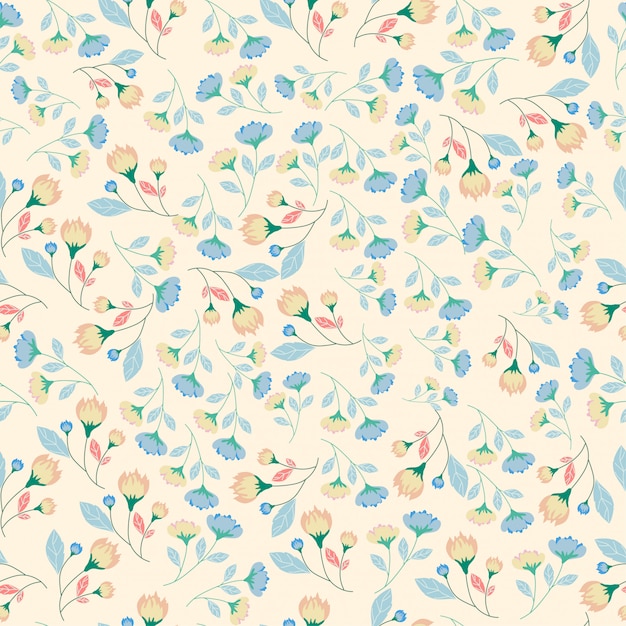 Blue flower seamless pattern