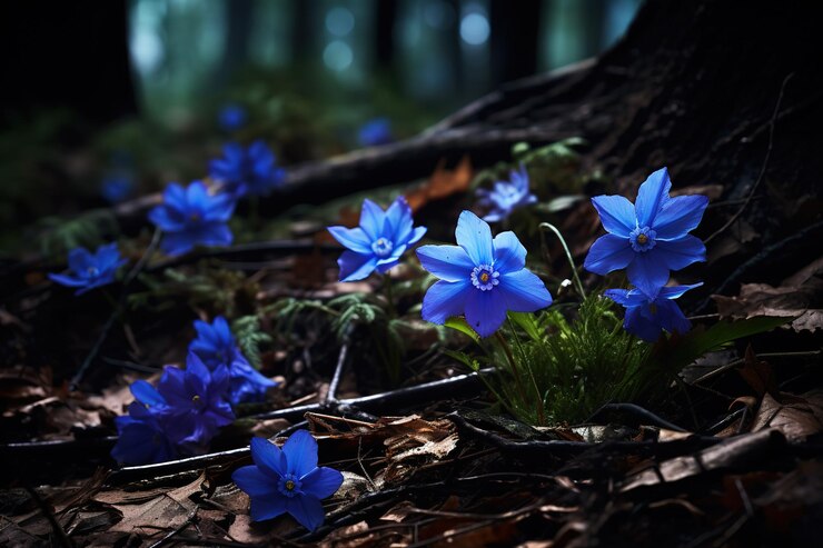 Vector a blue flower that is in the woods