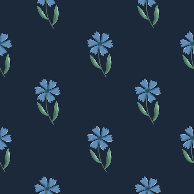 Blue flower vector cornflower seamless pattern