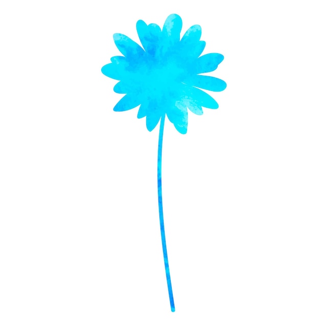 Blue flower watercolor silhouette isolated