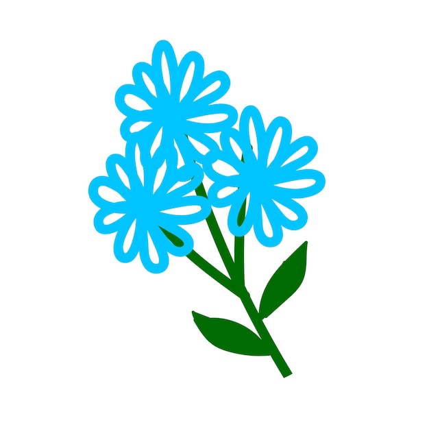 Vector blue flowers isolated on white background