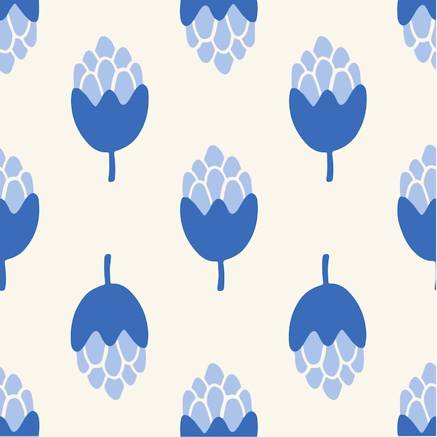 Blue flowers pattern background floral vector illustration