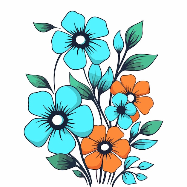 blue flowers vector illustration