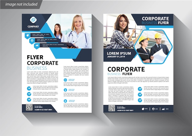 Modello di volantino blu per brochure aziendale