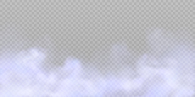 Вектор Синий туман фиолетовый дым изолированный прозрачный фон. белый векторный фон облачности,