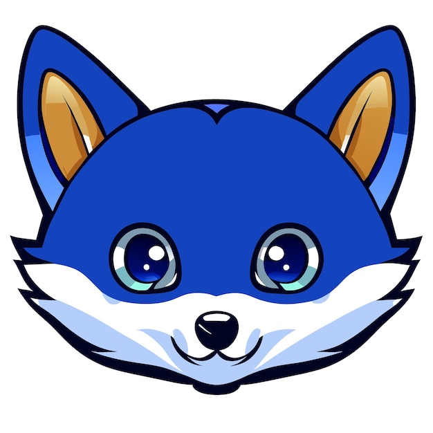 blue fox head with white details vector illustration cartoon