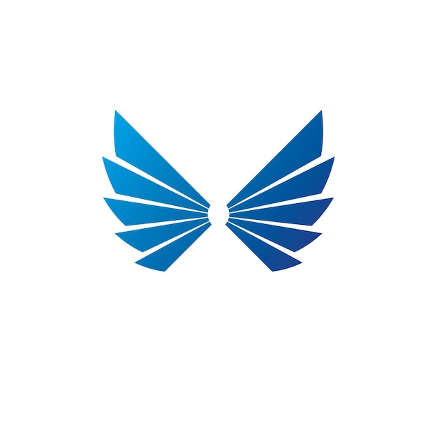 Голубая эмблема Крылья свободы. Геральдический герб декоративный логотип изолированные векторные иллюстрации.