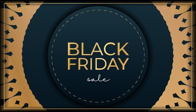 Blue friday black friday poster met luxe gouden ornamenten