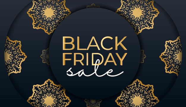 Blue friday black friday poster met rond gouden ornament