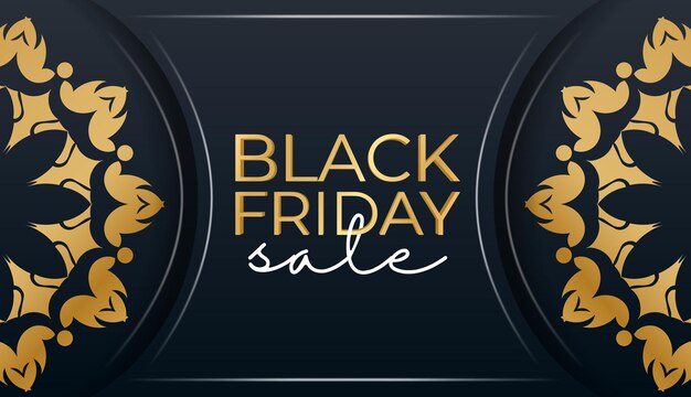 Blue friday black friday poster with luxury gold pattern