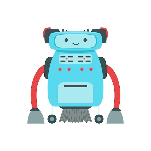 Premium Vector | Blue Friendly Android Robot Character With Hair Vector