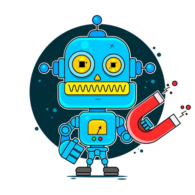 Blue friendly android robot