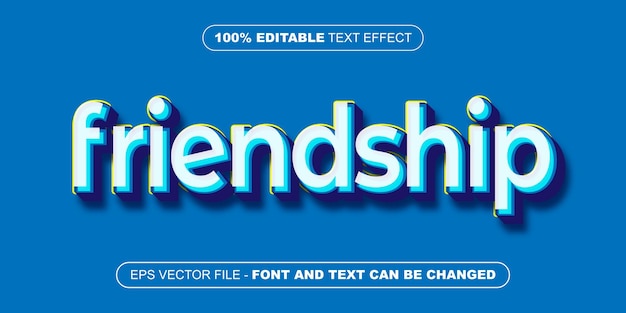 Blue friendship 3d editable text effect