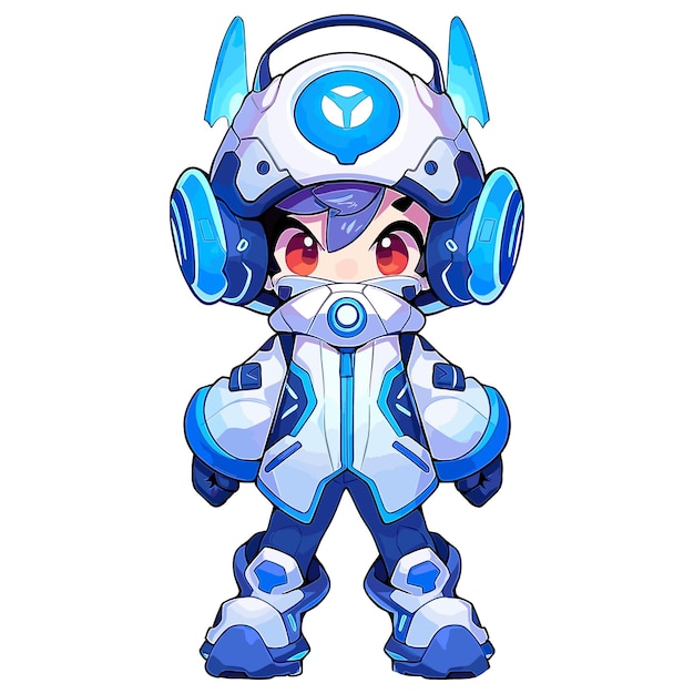 Vector blue futuristic boy