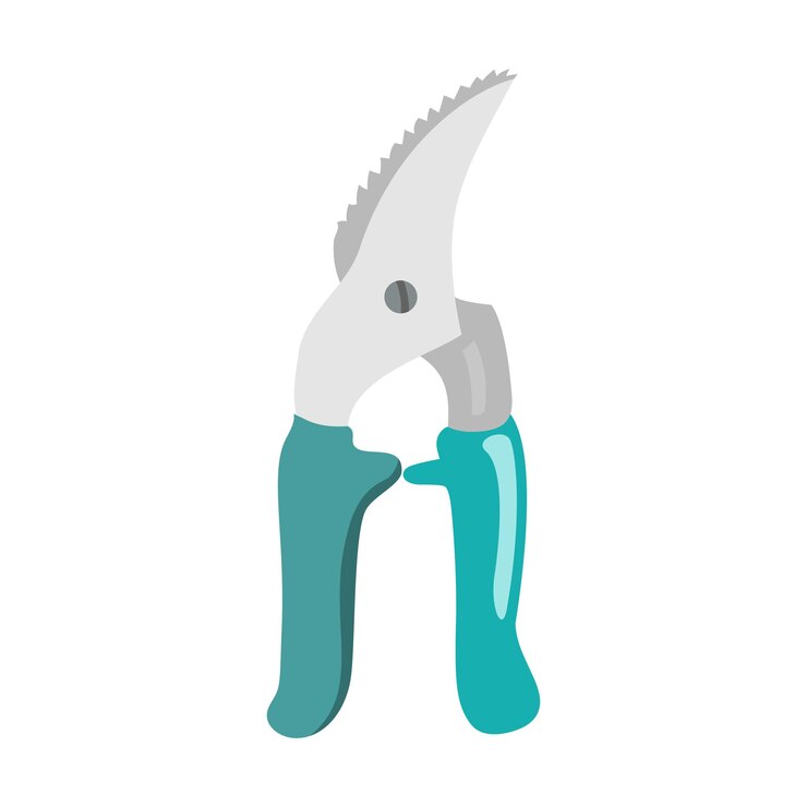 Vector blue garden shears on a white background and vector illustration
