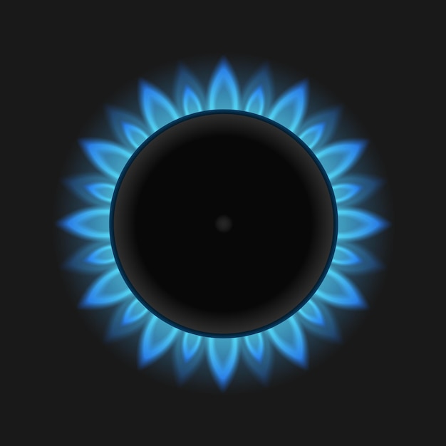 Vettore illustrazione eps10 vettoriale della fiamma del gas blu